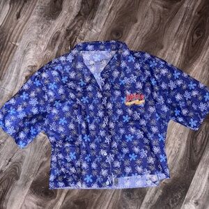 Blue Floral Alpine cropped shirt